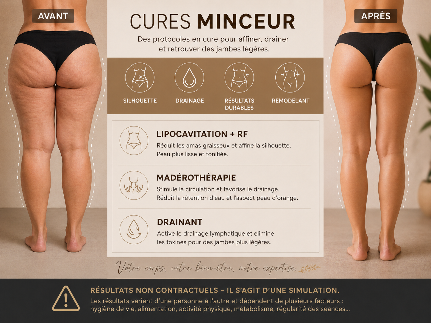 Cure minceur et soins du corps — remodelage et drainage, Entre Nous Esthétique