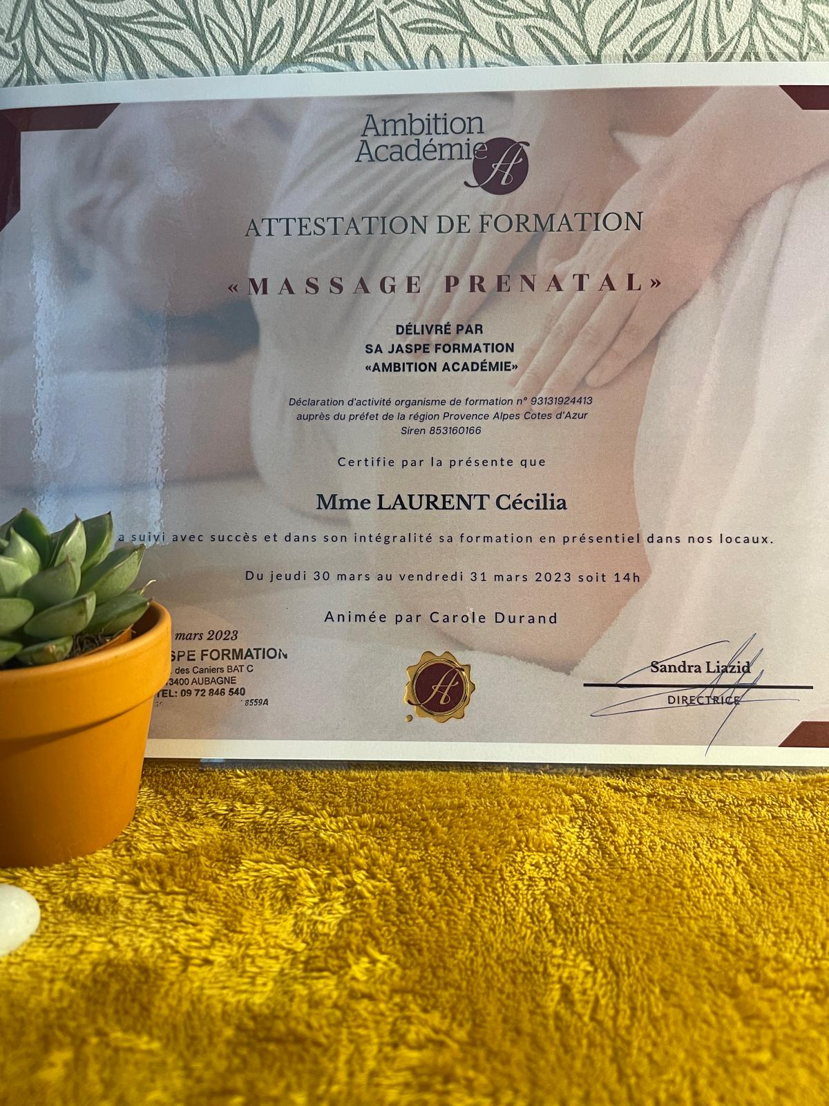 Diplôme Massage Prénatal